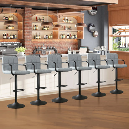 JONPONY Bar Stools Set of 2, Back and Armrest,Vintage Leather Modern Bar Chairs for Home and Kitchen Counter,Black,Low Back