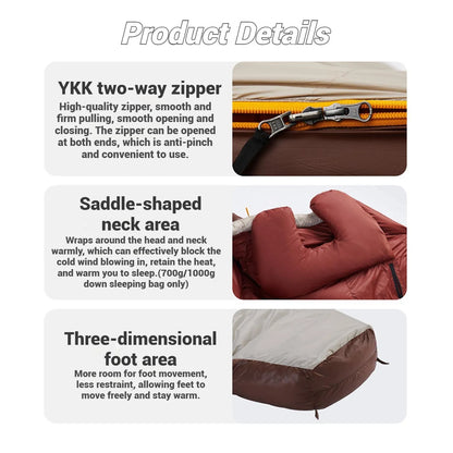 Naturehike, Mummy Sleeping Bag, Pro Outdoor Down Sleeping Bag for Cold Weather,  Water Repellent Sleeping bag with Compression Sack, High Fluffy Duck Down Filling,  For Hiking/Travel/Expedition