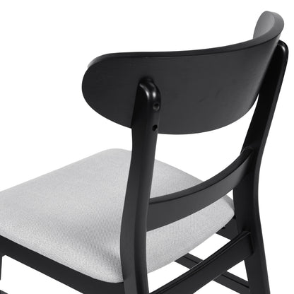 GDFSTUDIO Mid Century Modern Fabric Upholstered Rubberwood Dining Chairs, Set of 2, Dark Gray and Walnut