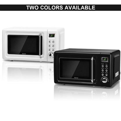 Costway 0.7Cu.ft Retro Countertop Microwave Oven 700W LED Display Glass Turntable Rose Gold