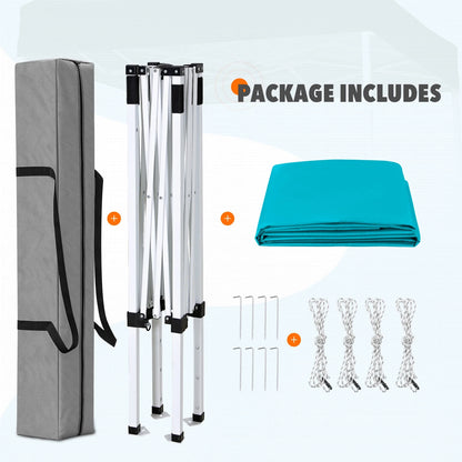 EAGLE PEAK 5x5 Pop Up Canopy Tent Instant Outdoor Canopy Easy Set-up Straight Leg Folding Shelter（Blue）