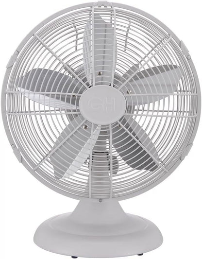 Good Housekeeping Retro All-Metal Table Fan (92618) with 3 Speed Settings, Wide Oscillation, and Carrying Handle