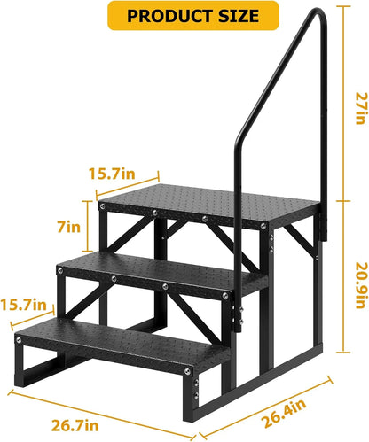 Garvee 3 Steps Anti-Slip RV Steps, 26.7 in x 47.9 in, Alloy Steel