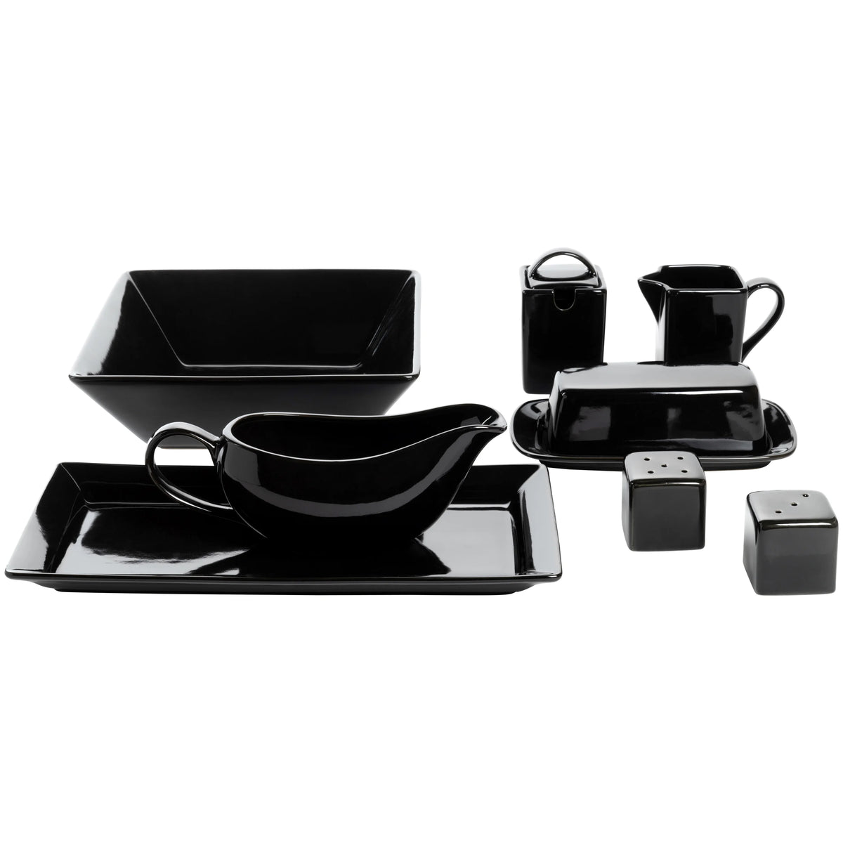 10 Strawberry Street Nova Square 40 Piece Stoneware Dinnerware Set, Gray