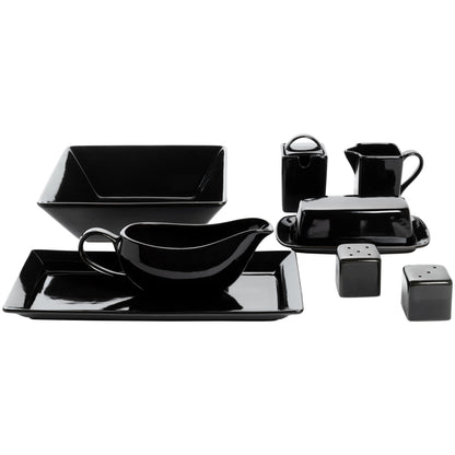 10 Strawberry Street Nova Square 40 Piece Stoneware Dinnerware Set, Gray