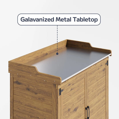 Asofer Outdoor Storage Shed, Storage Cabinet Clearance, Wooden Tool Shed, Deck Cabinet for Outside Patio Lawn