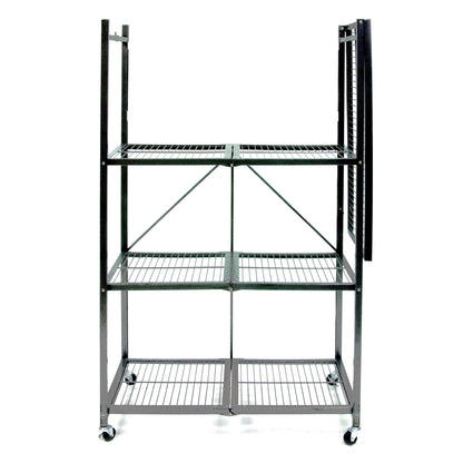 Origami 2-Pack R5 Series Heavy-Duty 4-Tier Foldable Steel Shelf, Pewter