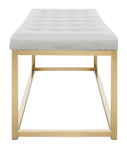 SAFAVIEH Reynolds Contemporary Modern Glam Tufted Bench, Black/Brass