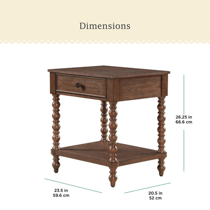 Pioneer Woman Harper Spindle Nightstand with USB Charging Ports, Adults and Teens, White Finish