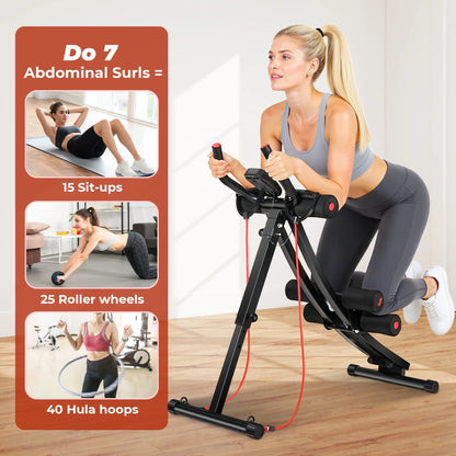 HIJOB Foldable Abdominal Trainers Fitness Equipment Machine with LCD Display for Home Gym Full Body Exercise, Max 440lbs