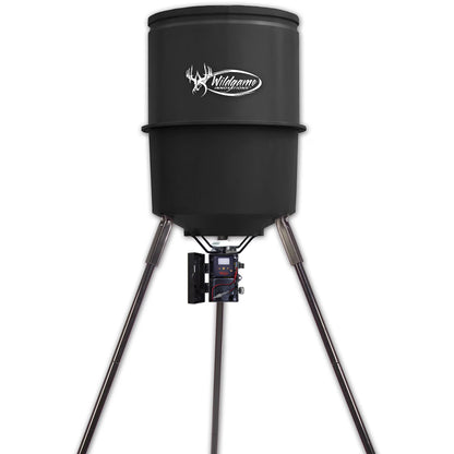 WILDGAME INNOVATIONS Quick-Set 225 lb Game Feeder with Digital Timer | Durable Tripod Corn/Pellet Hunting Feeder with 1-4 Available Feed Times & 30-feet Radius