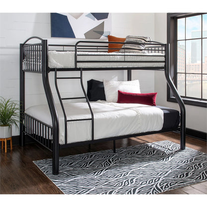 Linon Heavy Metal Twin Over Full Bunk Bed Attached Ladder in White