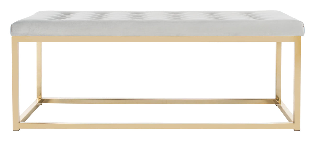SAFAVIEH Reynolds Contemporary Modern Glam Tufted Bench, Black/Brass