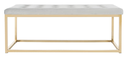 SAFAVIEH Reynolds Contemporary Modern Glam Tufted Bench, Black/Brass