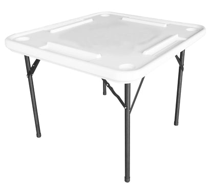Bene Casa Foldable Domino Table with Built-In Drink Holders, 38 x 38, White