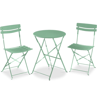 Best Choice Products 3-Piece Small Bistro Set, Folding Patio Furniture Set of 2 Chairs and Table - Black