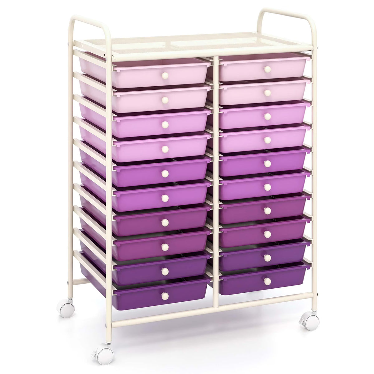 Costway 20 Drawer Rolling Storage Cart Tools Scrapbook Paper Office School Organizer Yellow