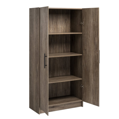 Prepac Adjustable Shelves Cabinet - Functional Tall Garage Table, 16"D x 32"W x 65"H Freestanding Garage Cabinet with 2-Doors, Light Gray - GES-3264