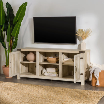 Walker Edison Modern Farmhouse Barn Door TV Stand for TVs up to 65", Grey Wash