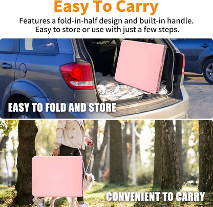 Folding Table with Carry Handle, Portable Fold-in-Half Plastic Table, Rectangle Foldable Table for Indoor