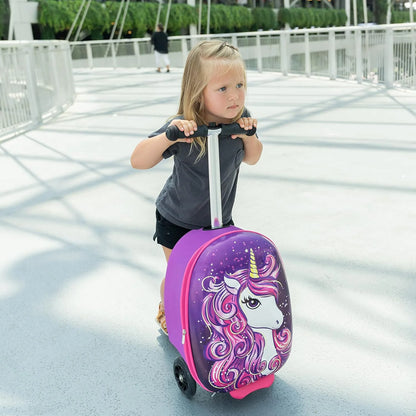 Kiddietotes Kid's Hard Shell Scooter Ride On Suitcase, Pink