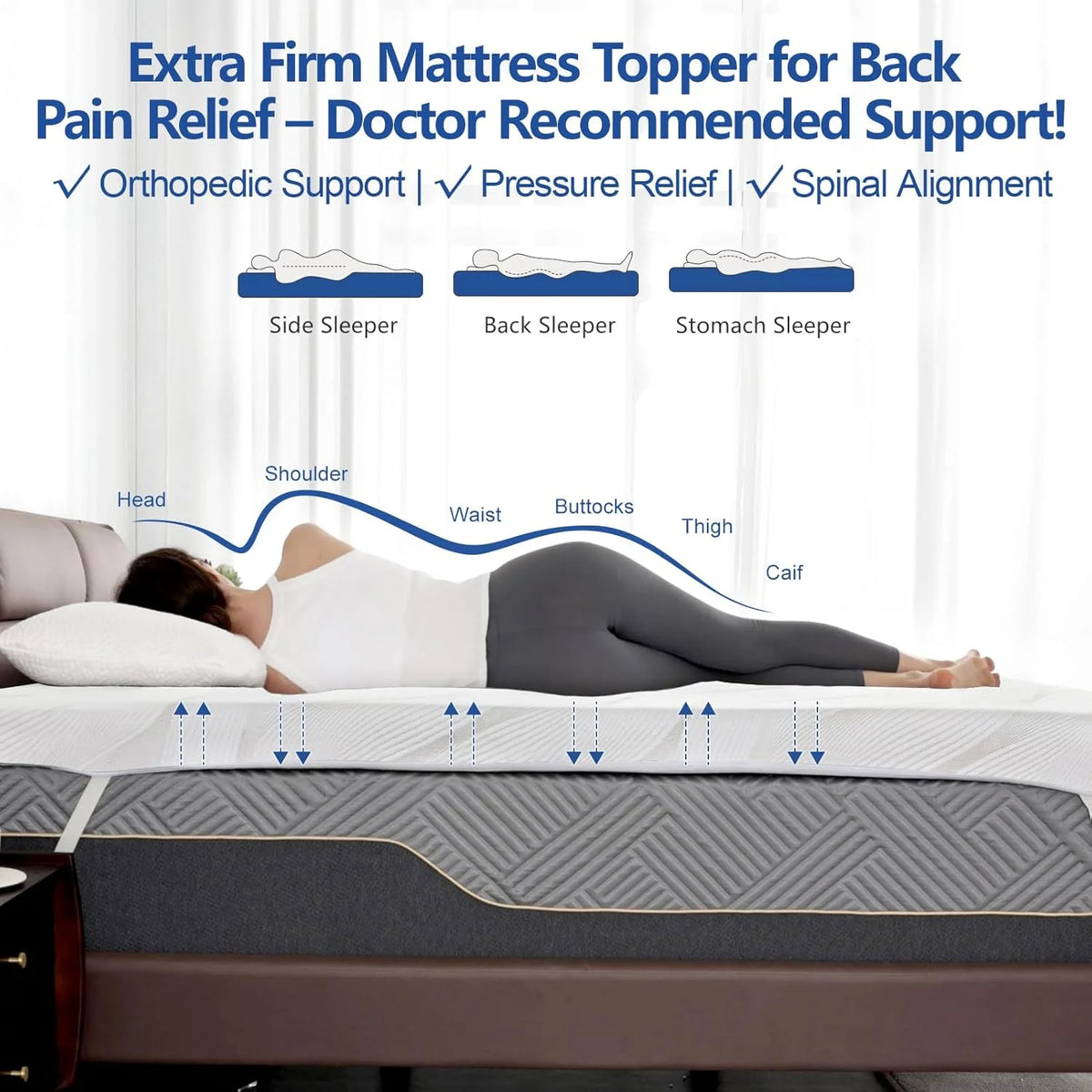 Extra Firm Mattress Topper Twin Size 3 Inch, Cooling Gel+Bamboo High Density Memory Foam Mattress Topper with Removable Ice Silk Cover,Firm Bed Topper for Pain Relief,No Smell,CertiPUR-US,74'' x 38''