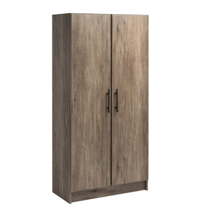 Prepac Adjustable Shelves Cabinet - Functional Tall Garage Table, 16"D x 32"W x 65"H Freestanding Garage Cabinet with 2-Doors, Light Gray - GES-3264