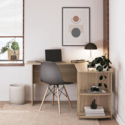 Ameriwood Home L Shaped Desk with Side Storage, Black Oak