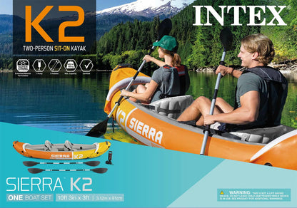 Intex Sierra K2 Inflatable Kayak with Oars and Hand Pump