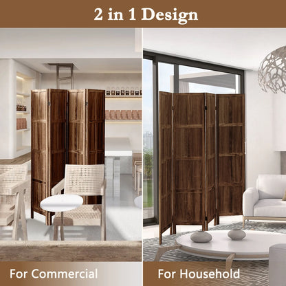 Aletheiawu 4 Panel Room Divider Wall and Folding Privacy Screens No Installation Required White