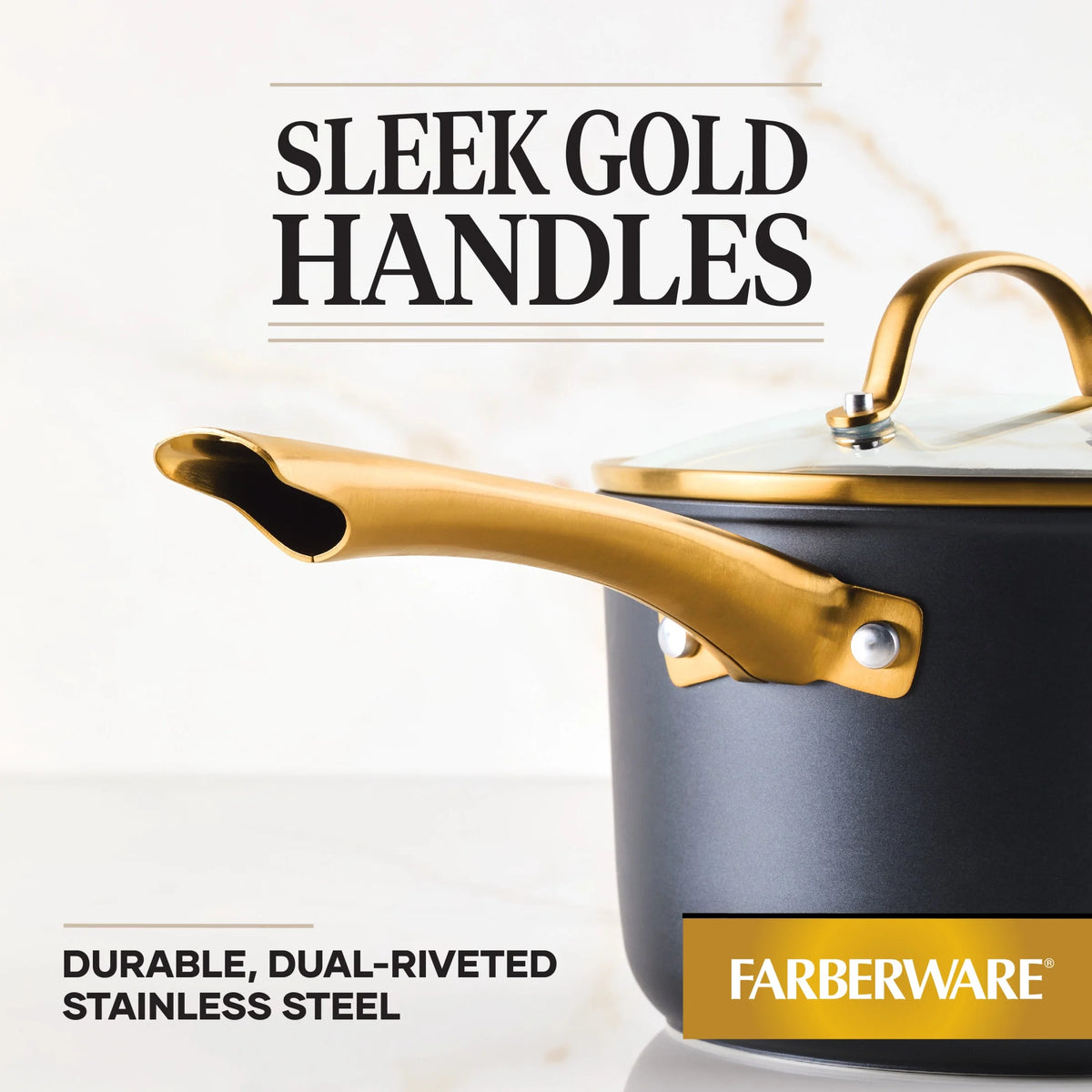 Farberware Forged Induction 12 Pcs Ceramic Nonstick Set with Cooking Tools, Dishwasher Safe and Oven Safe to 500F, Black