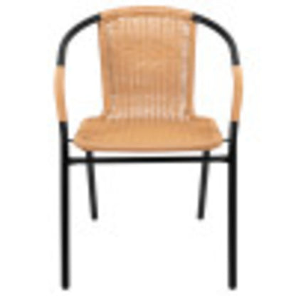 Flash Furniture Lila Indoor/Outdoor Stacking Rattan Patio Chairs, Set of 2, Beige