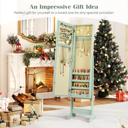 Costway Jewelry Mirrored Cabinet Armoire Organizer Storage Box w/ Stand Christmas Gift