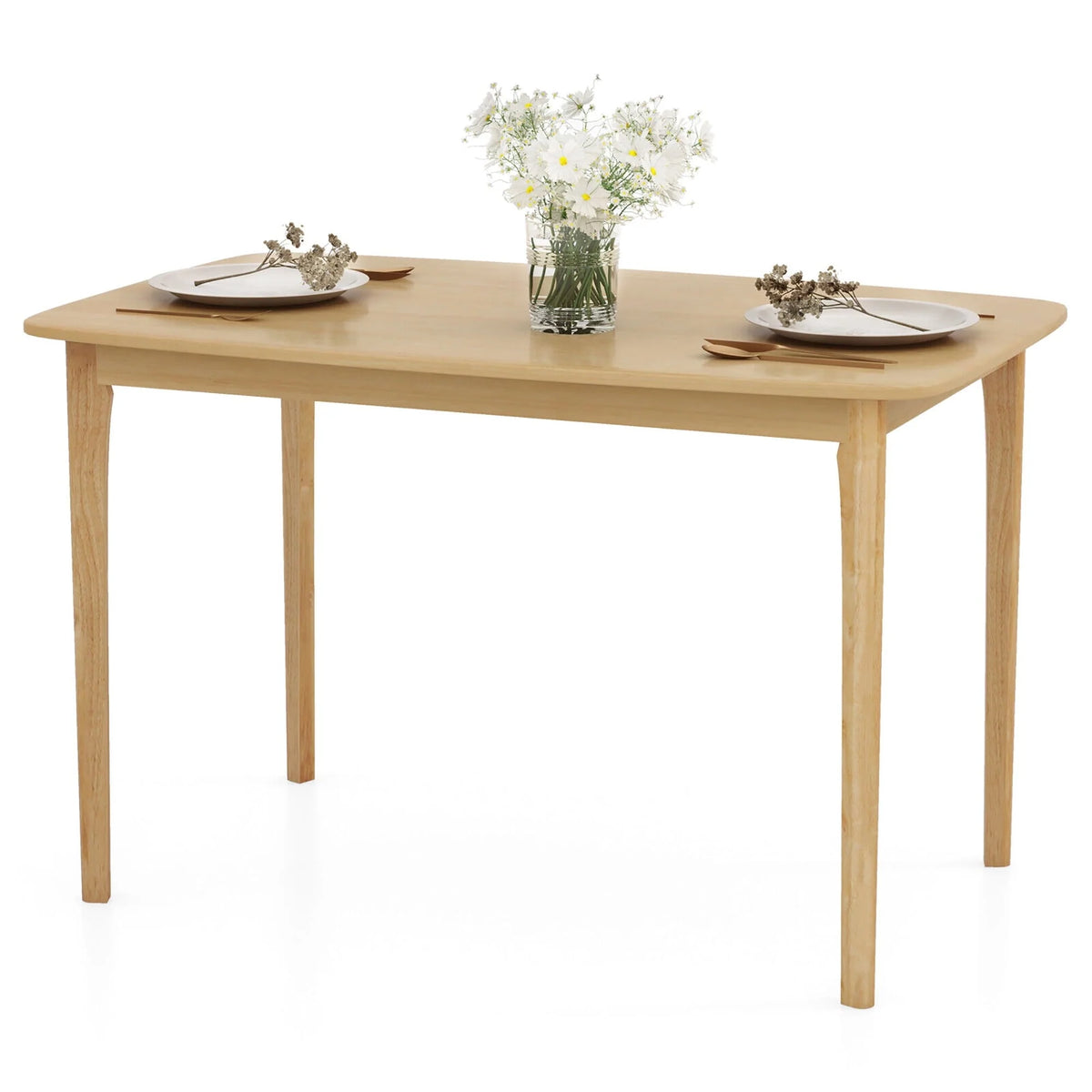 Gymax 5 PCS Wooden Dining Table Set 48'' Rectangular Kitchen Table & 4 Windsor Chairs