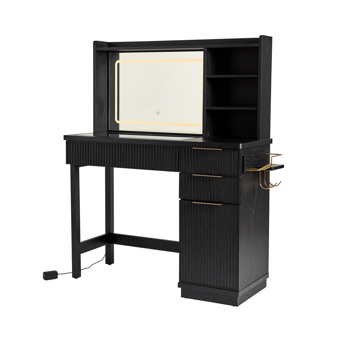 Better Homes & Gardens Lillian Vanity Desk with LED Lighted Mirror, White Finish