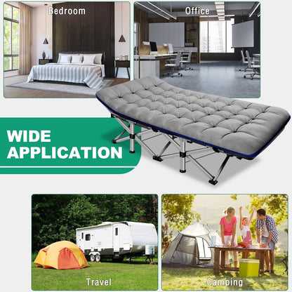 Slsy Folding Camping Cot for Adults, Folding Cot Bed for Sleeping with 2 Sided Mattress & Carry Bag, Tent Cot, Supports 880 lbs
