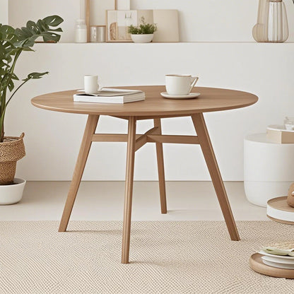 Mainstays 44inch Solid Wood Round Dining Table, Walnut