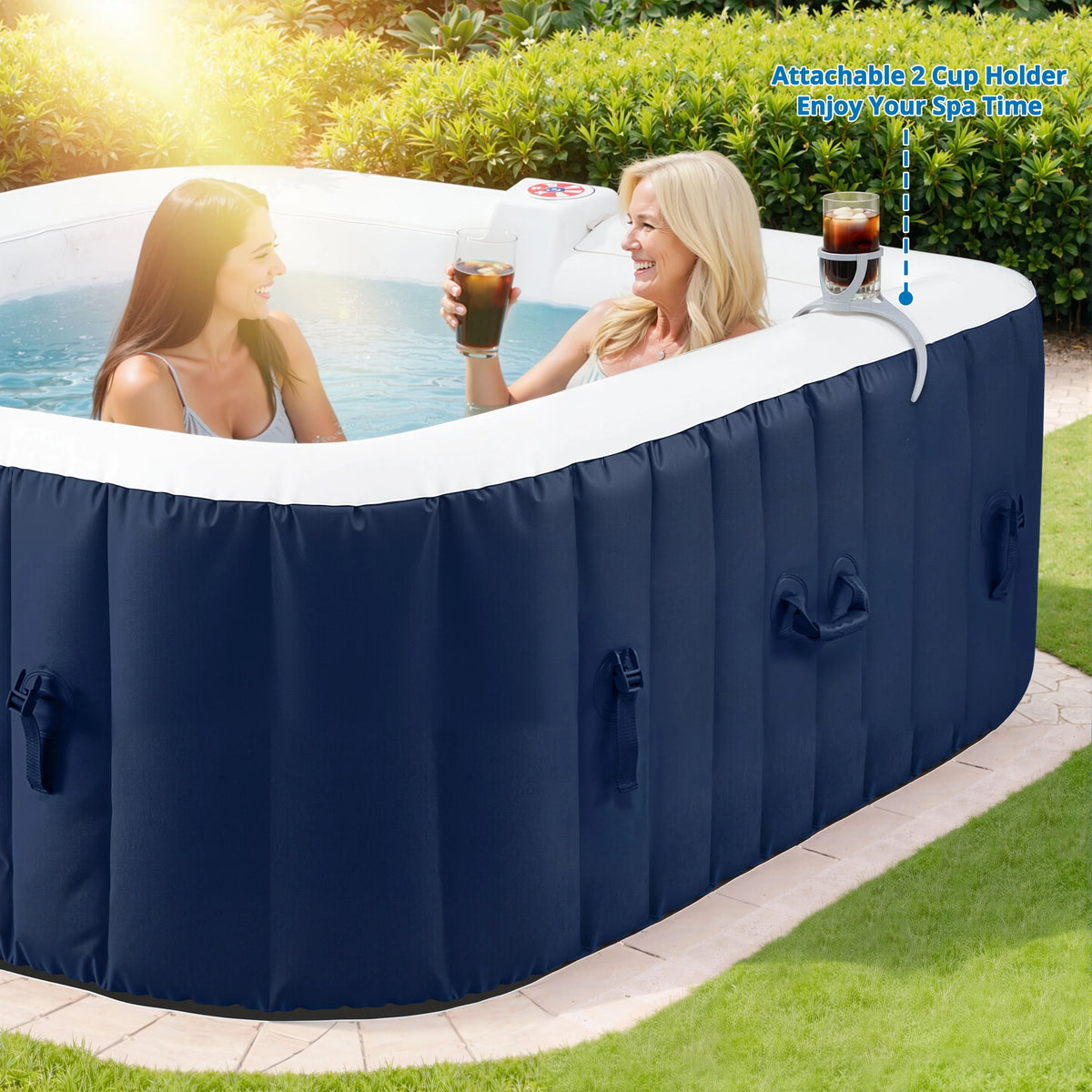 73 inch 4-6 Person Inflatable Hot Tub Spa with Control Panel, Outdoor Portable Hottub with 130 Jets, Insulated Tub Cover and Floor Protector, Temperature up to 104F, Gray