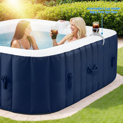 73 inch 4-6 Person Inflatable Hot Tub Spa with Control Panel, Outdoor Portable Hottub with 130 Jets, Insulated Tub Cover and Floor Protector, Temperature up to 104F, Gray