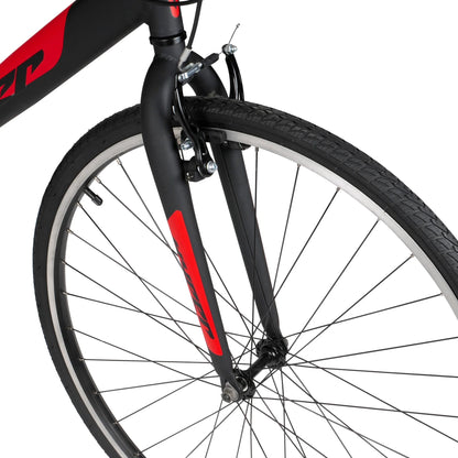 Bicycle 700c Men's Spin fit Hybrid Bike, Black and Red