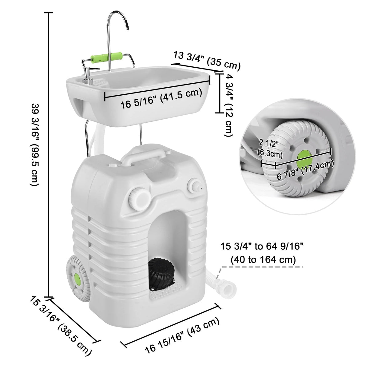 Hand Wash Station Portable Wash Sink Basin Stand 12 Gallon 45L Camping Garden