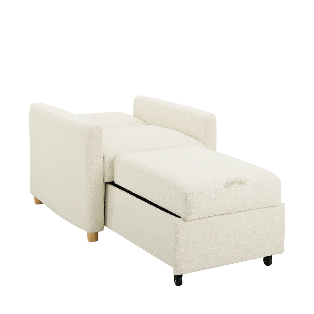 Serta Carly Scandinavian Style Convertible Chair, Ivory Fabric