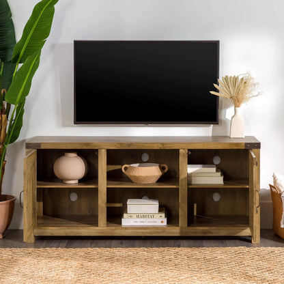 Walker Edison Modern Farmhouse Barn Door TV Stand for TVs up to 65", Grey Wash