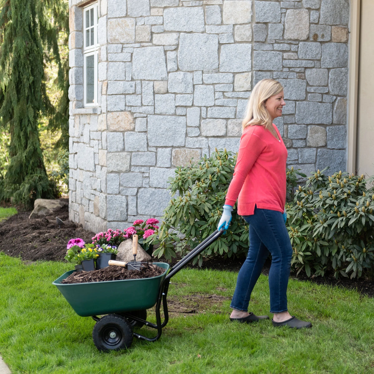Garden Star Dual-Wheel, Poly Tray Garden Barrow Wheelbarrow