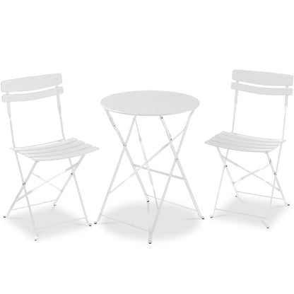 Best Choice Products 3-Piece Small Bistro Set, Folding Patio Furniture Set of 2 Chairs and Table - Black