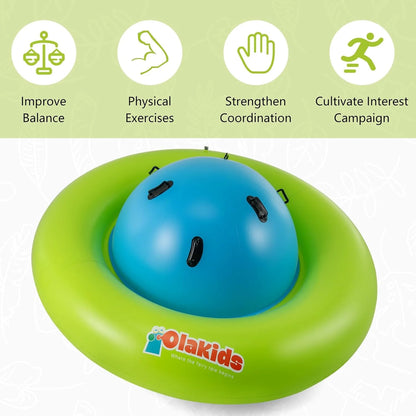 OLAKIDS 8FT Inflatable Dome Rocker Bouncer, Outdoor Kids Giant Roll and Play Seesaw Rocker with 6 Secure Handles, Max Weight 250 LBS, Toddlers Climbing Toy Backyard Play Center Equipment