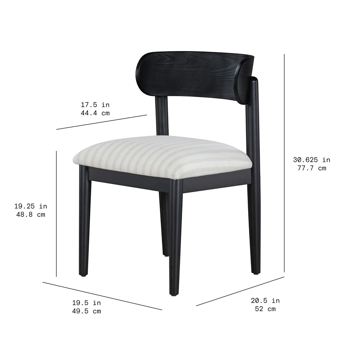 Beautiful Drew Dining Room Chair by Drew Barrymore, Rich Black Finish, 2 Pack