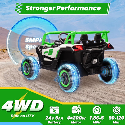 Joyracer 4WD 24 Volt Ride on Toys, 2 Seater Power Car wheels UTV with 800W Motors, Remote Control, Bluetooth Music, Spring Suspension, LED Light, Pink
