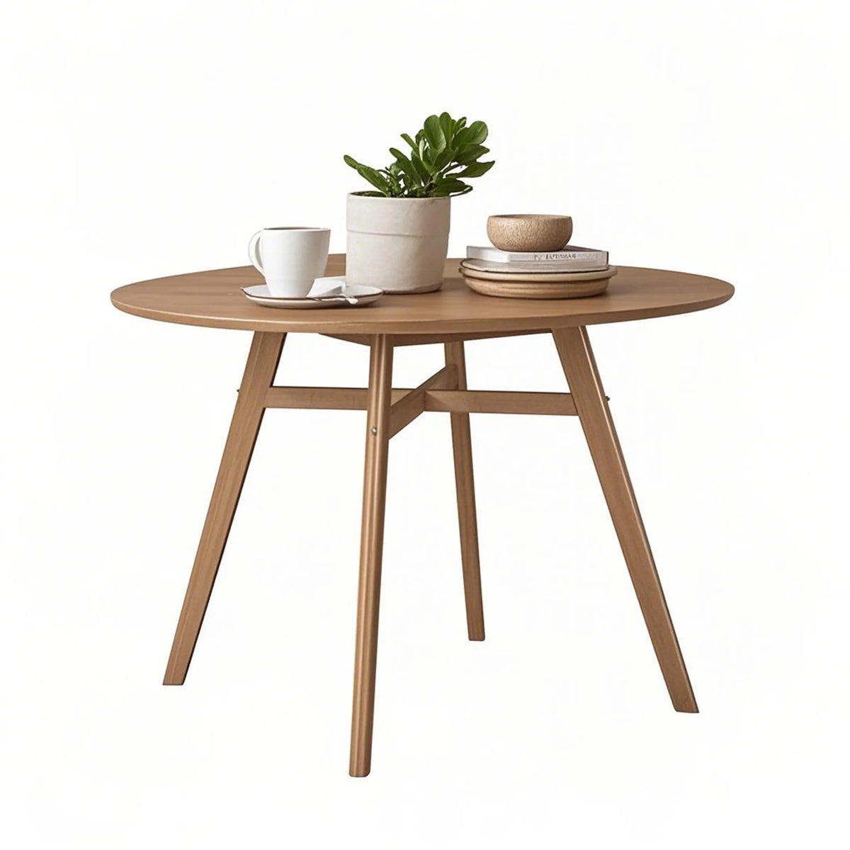 Mainstays 44inch Solid Wood Round Dining Table, Walnut