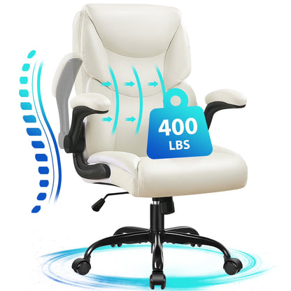 JONPONY Big and Tall Office Chair Wide Seat Ergonomic Computer Desk Chair High Back Executive Leather Chair Adjustable Task Chair Lumbar Back Support 8 Hours Heavy Duty Design,Black